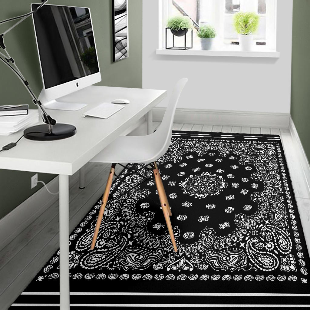 Area Rug One - White on Black