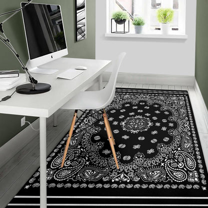 Area Rug One - White on Black