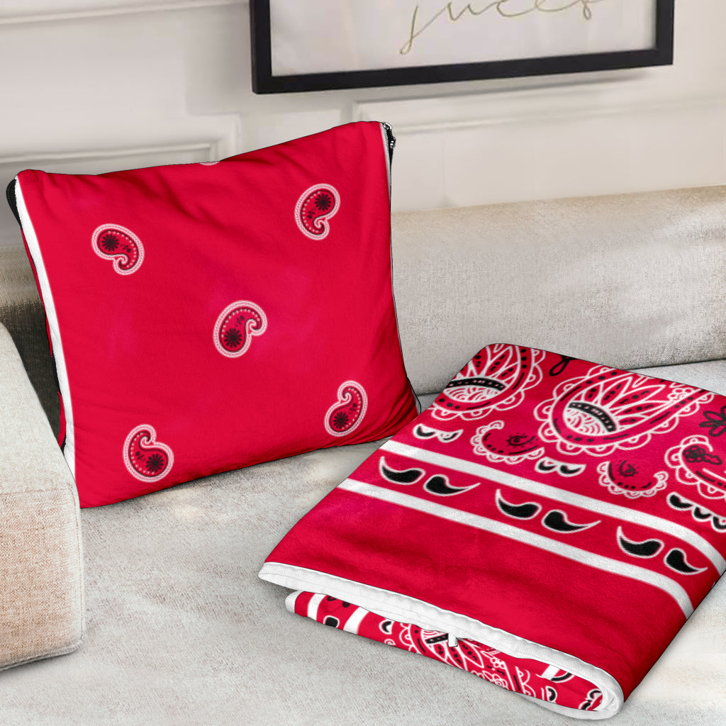 Pillow Blanket - Trad Red/White/Black