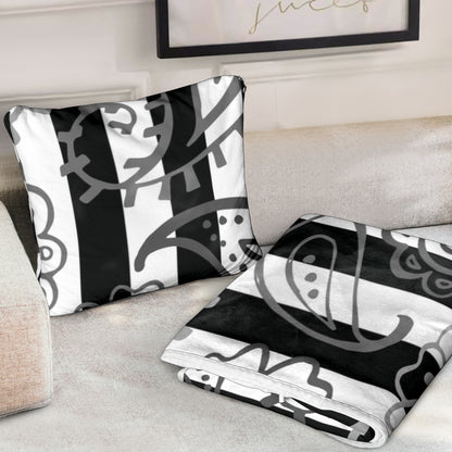 Pillow Blanket - Stripes and Paisley