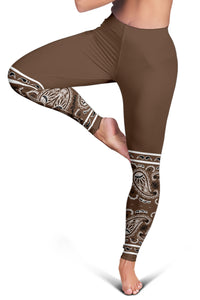 Women's Leggings - Coffee Brown Bandana