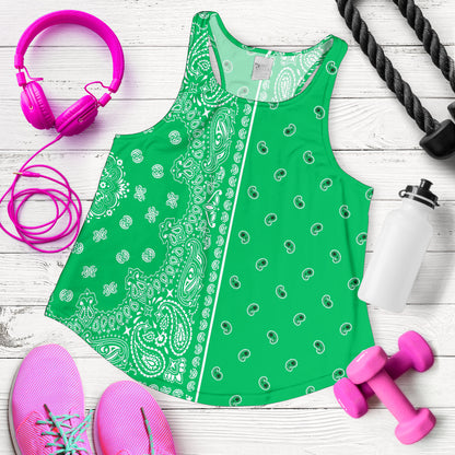 Women's Racerback Tank - Offset White on Green