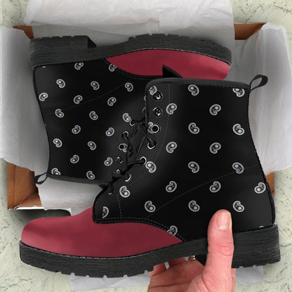Men's Leather Bandana Boot - Maroon/Black