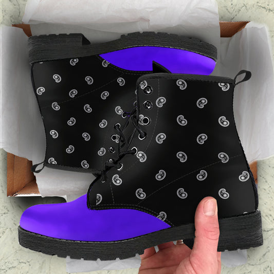 Women's Leather Bandana Boots - Purple/Black