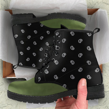 Men's Leather Bandana Boot - Army Green/Black