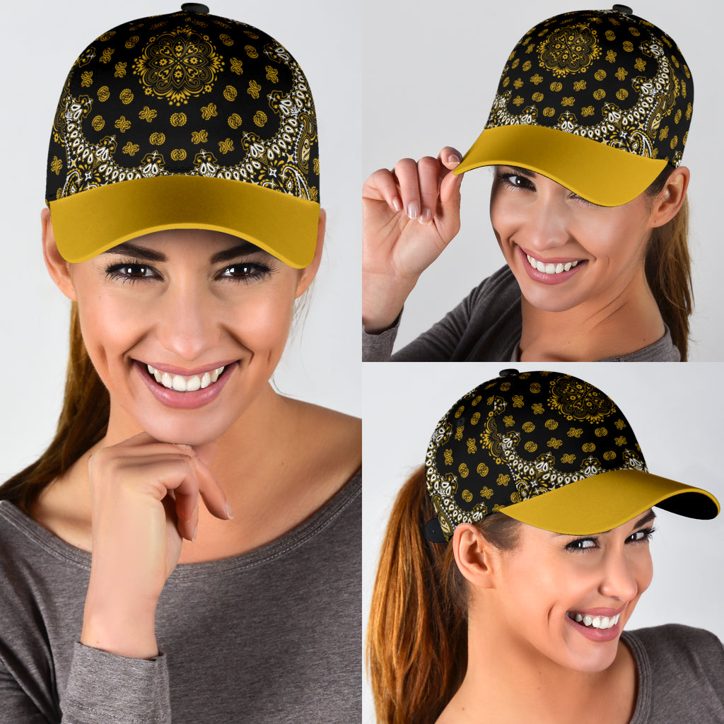 Classic Cap 2 - Black Gold with Gold Bill