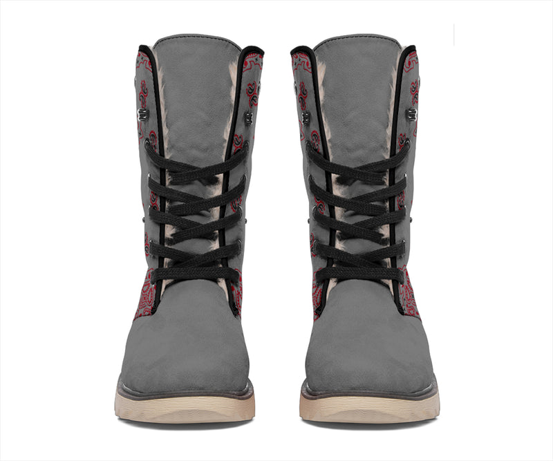 Women's Winter Boots - B3 Gray And Red