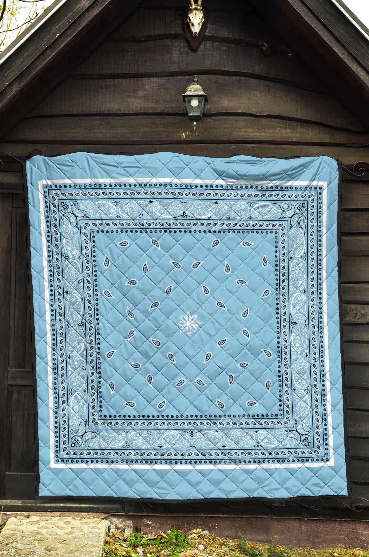 Quilt 4 White and Black Lt Blue Bandana Quilt