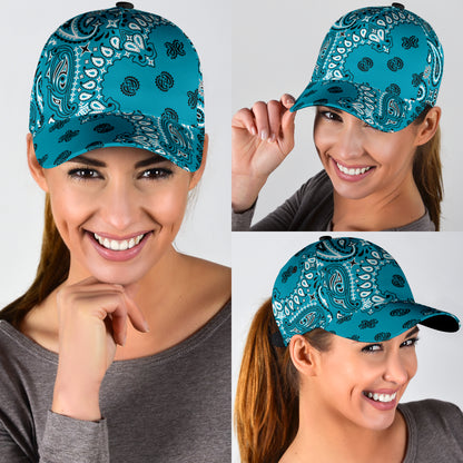 Classic Cap 2 - Black on Teal All Over Design