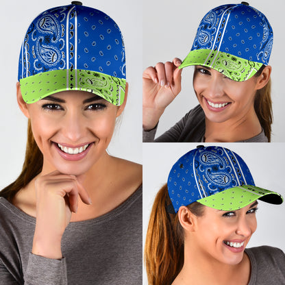 Classic Cap - Cobalt Bandana Style w Lime Bill