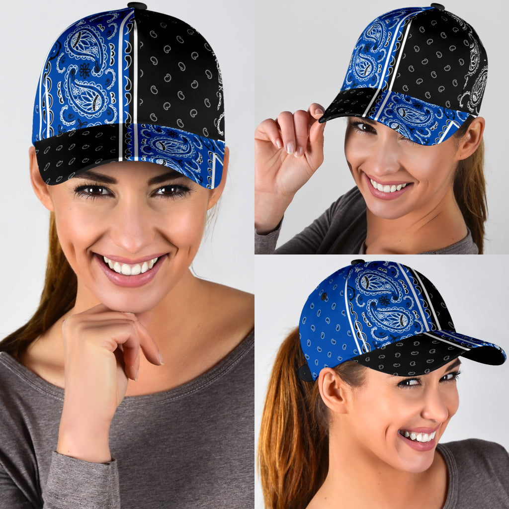 Classic Cap - Bandana Style Cobalt Black Panels