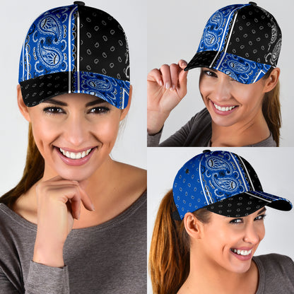 Classic Cap - Bandana Style Cobalt Black Panels