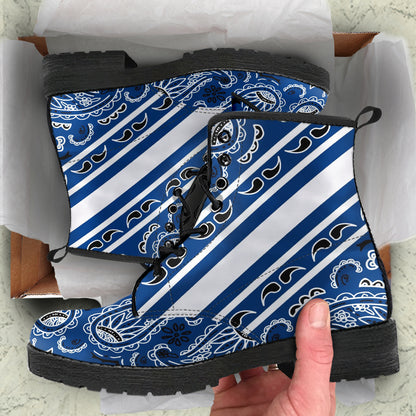 Bold Stripe Leather Navy Bandana Boot