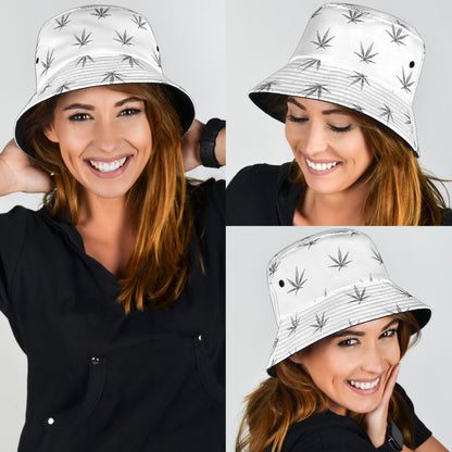 white marijuana leaf bucket cap