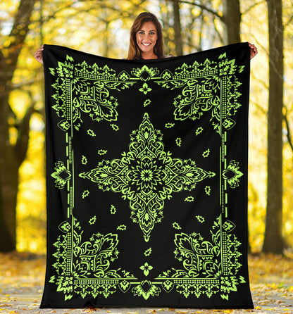 Ultra Plush 3 Lime on Black Bandana Throw Blanket