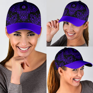 Classic Cap 3 Violet Black Bandana Cap with Violet Bill