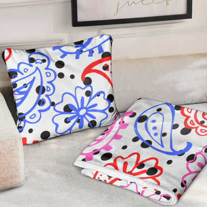 Pillow Blanket - Colorful Paisley and Dots