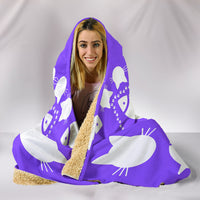 Ultimate Purple Kitties and Fish Hooded Blanket