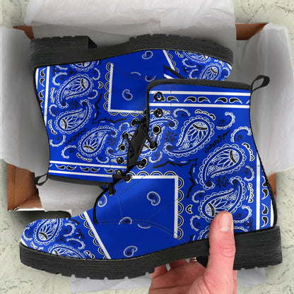 Men's Leather Bandana Boot - Cobalt