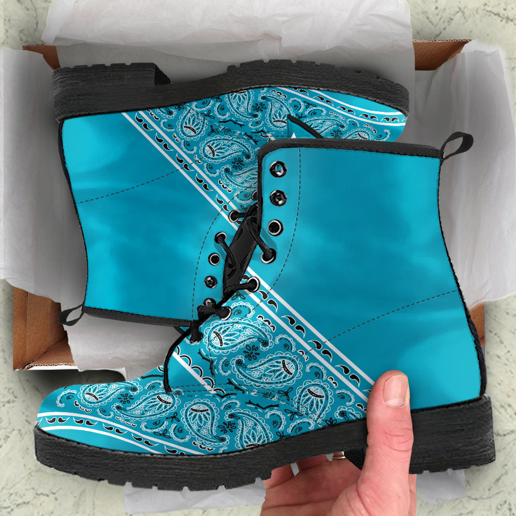 Flying V Leather Bandana Boot - Teal