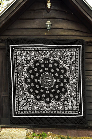 Quilt 2 - White Bandana Style on Black Squared