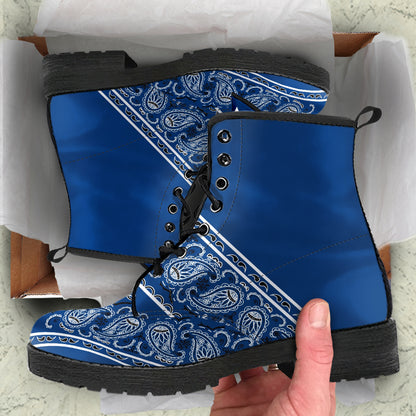 Flying V Leather Bandana Boot - Navy