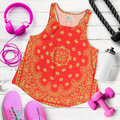 Women's Racer Tank - Lime Bandana on Red