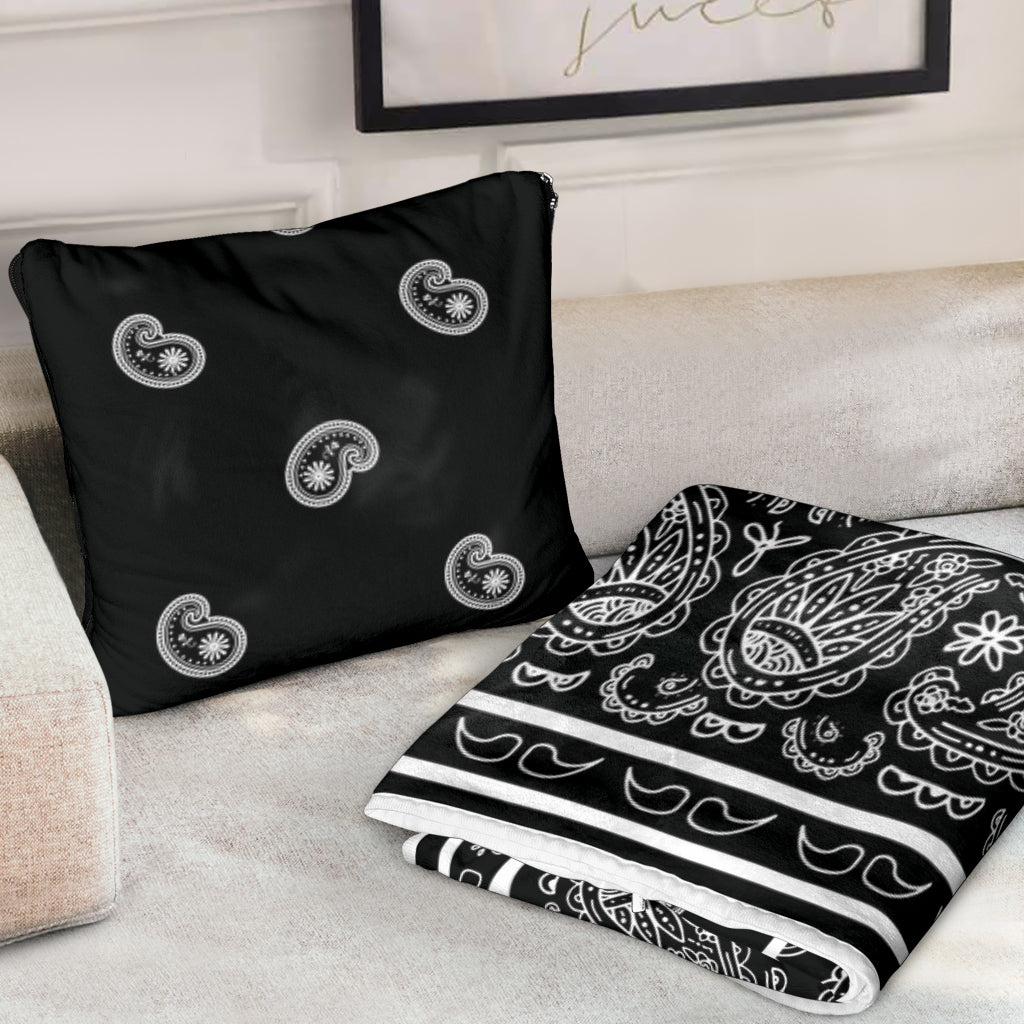 Pillow Blanket - Traditional Black and White