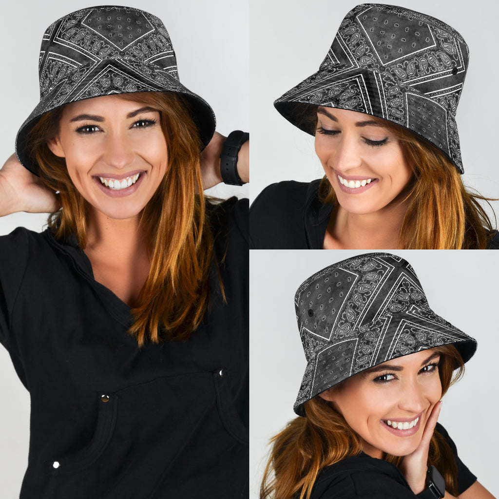 Smokey Black Bandana Bucket Hat