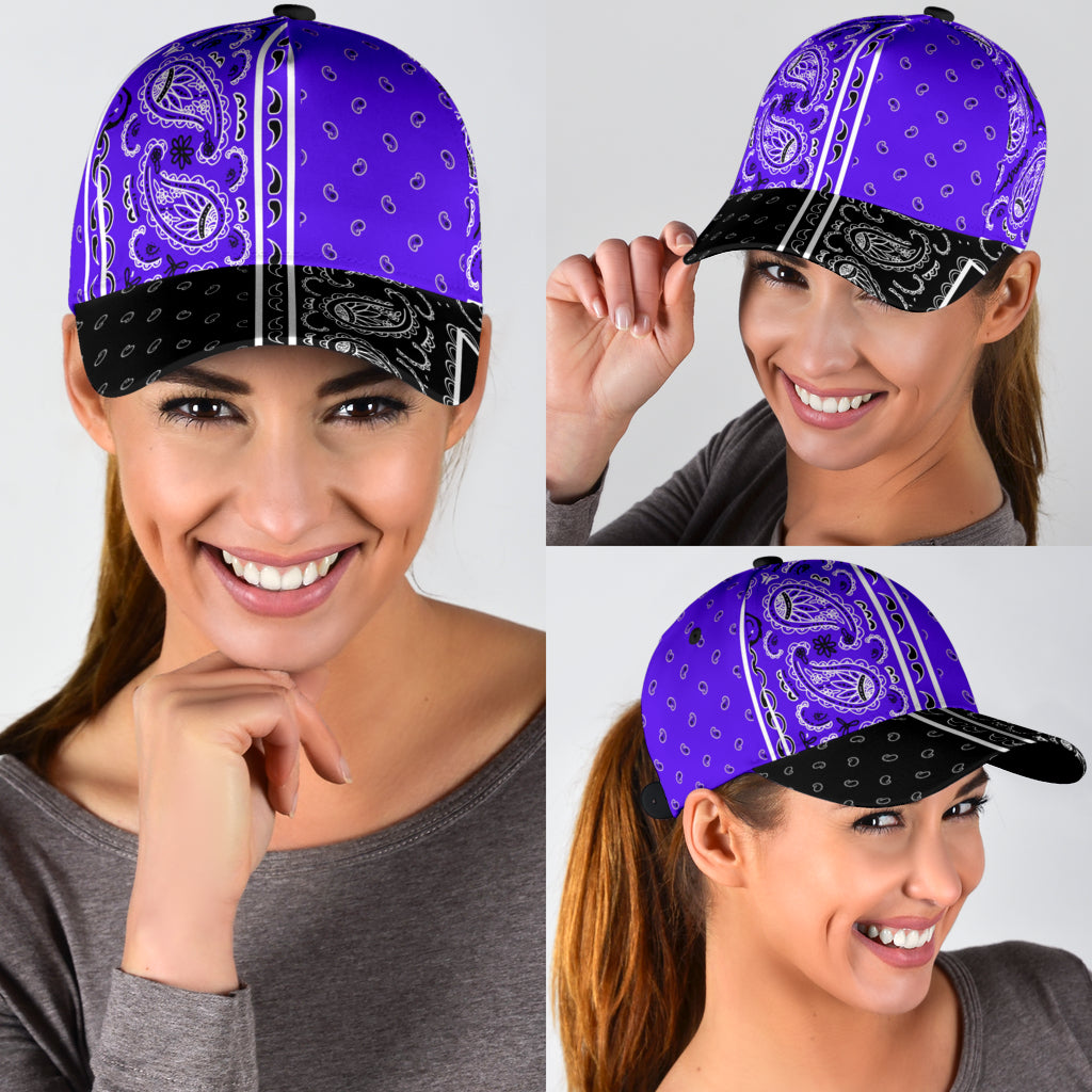 Classic Cap - Purple Bandana Style w Blk Bill