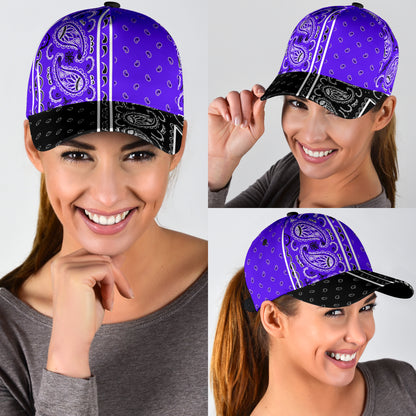 Classic Cap - Purple Bandana Style w Blk Bill