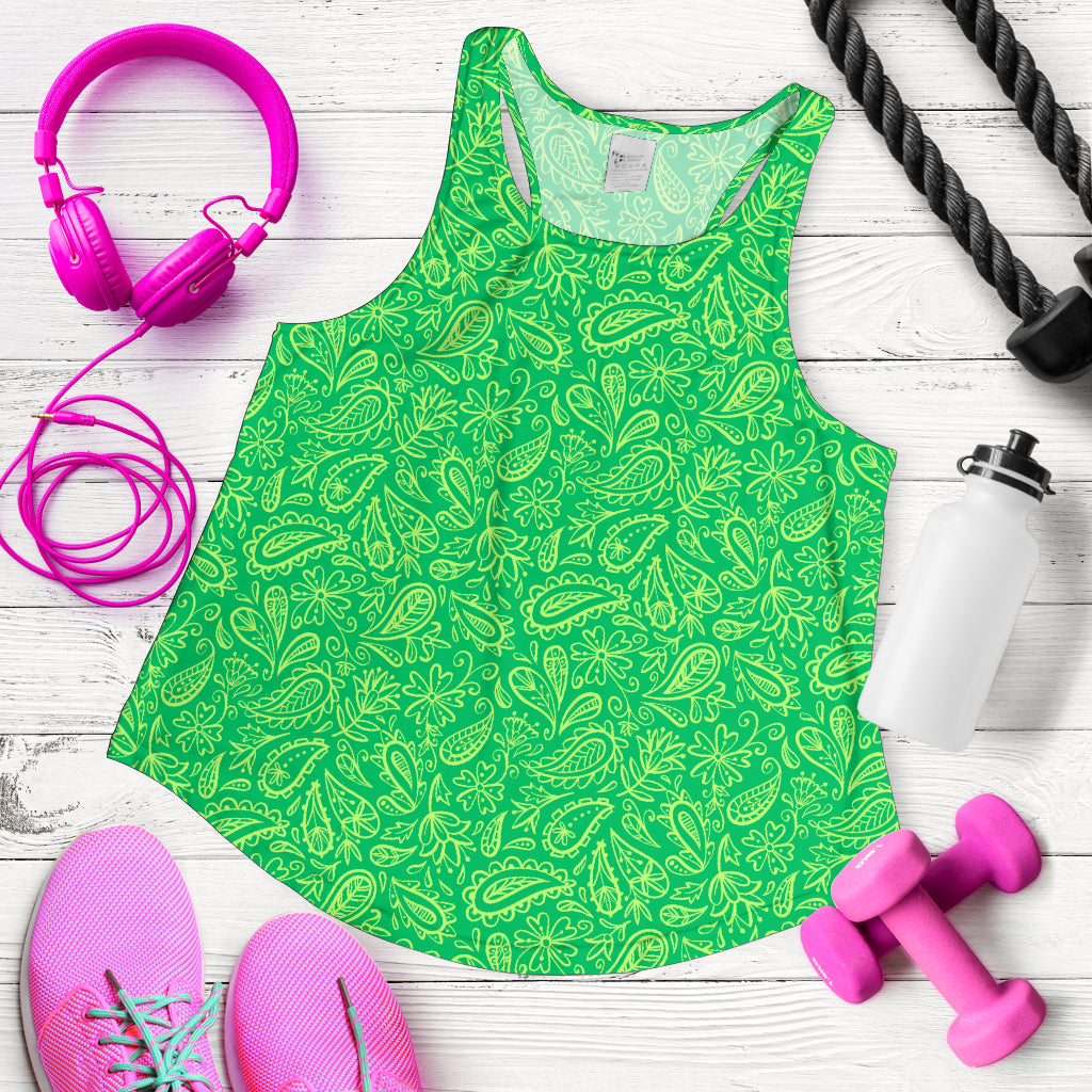 Women's Racerback Tank - Lime on Green