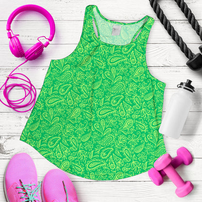 Women's Racerback Tank - Lime on Green