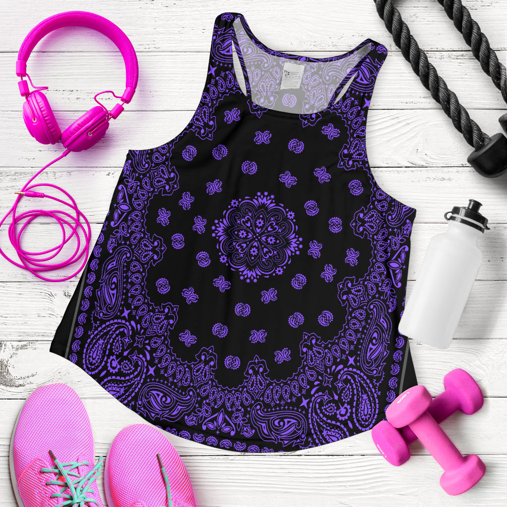 Women's Racerback Tank - Purple on Black