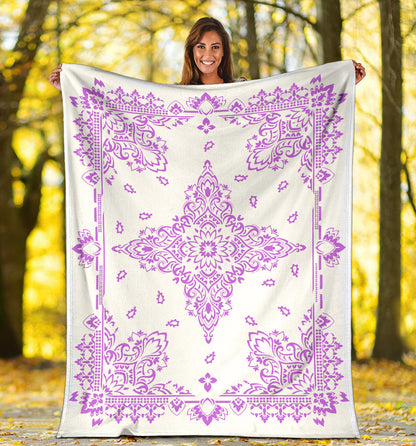 Ultra Plush 3 Magneta on White Bandana Throw Blanket