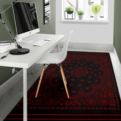 Area Rug One - Maroon on Black