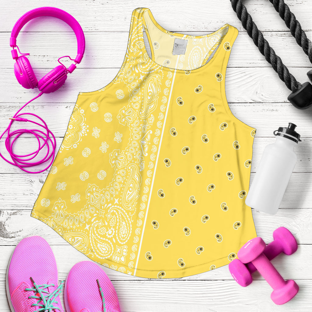 Women's Racerback Tank - Offset White on Yellow