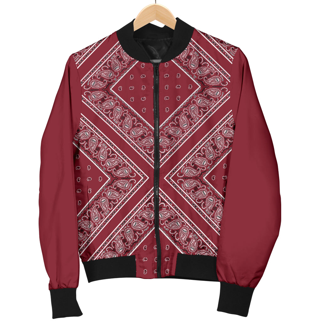 Men's Maroon X Bandana Bomber Jacket