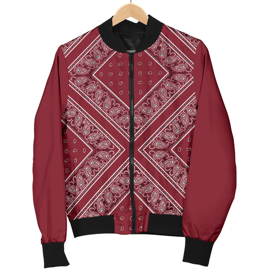 Men's Maroon X Bandana Bomber Jacket