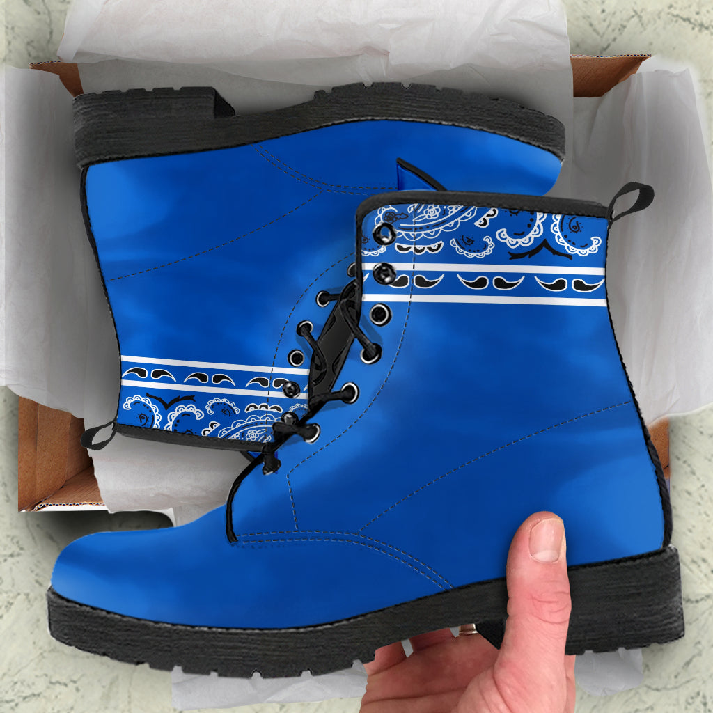 Banded Cobalt Leather Bandana Boot