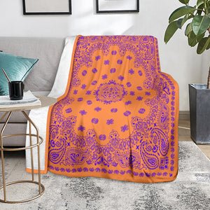Ultra Plush 2 Violet on Orange Bandana Throw Blanket