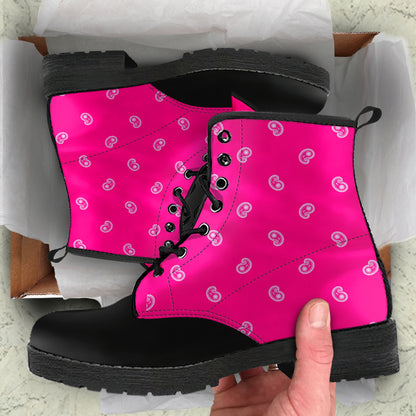 Women's Leather Bandana Boot -Black/Brt Pink