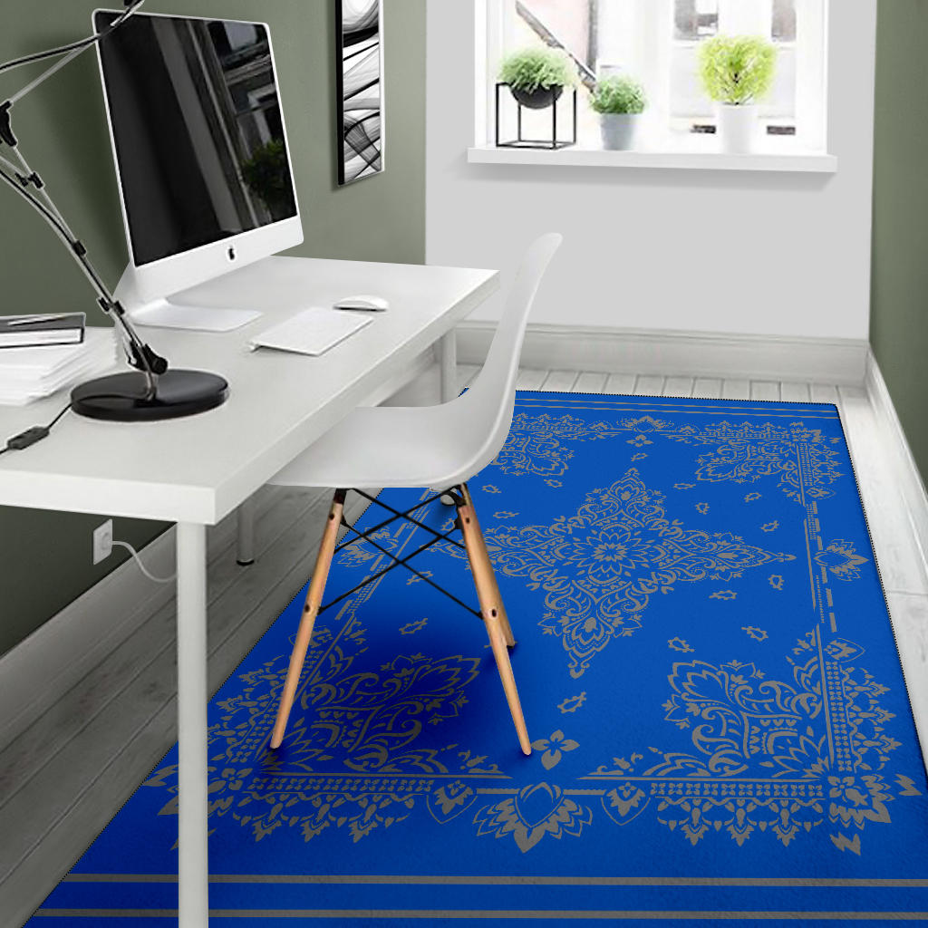 Area Rug Two - Gray on Cobalt