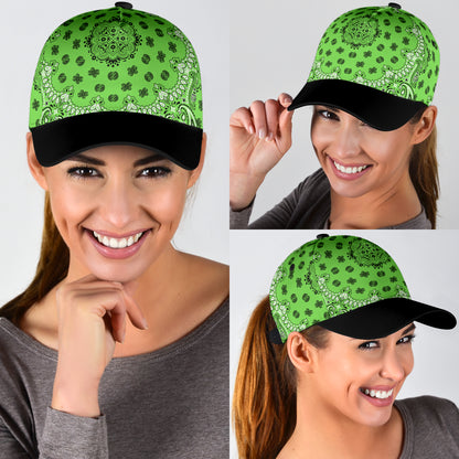 Classic Cap 2 - Black on Lt Green Black Bill