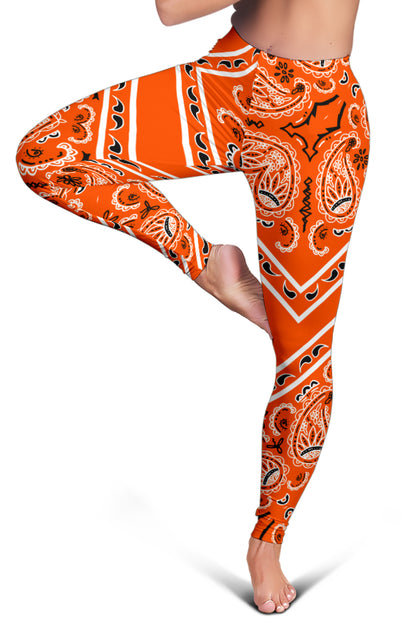 Women's Leggings - Bright Orange Total Bandana