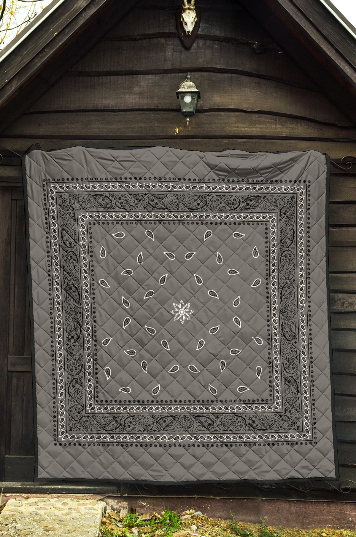 Quilt 4 Gray Black Bandana Quilt