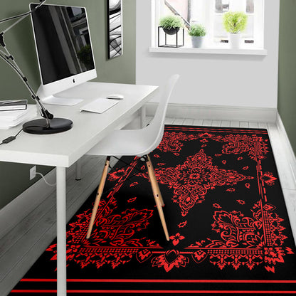 Area Rug Two - Red on Black
