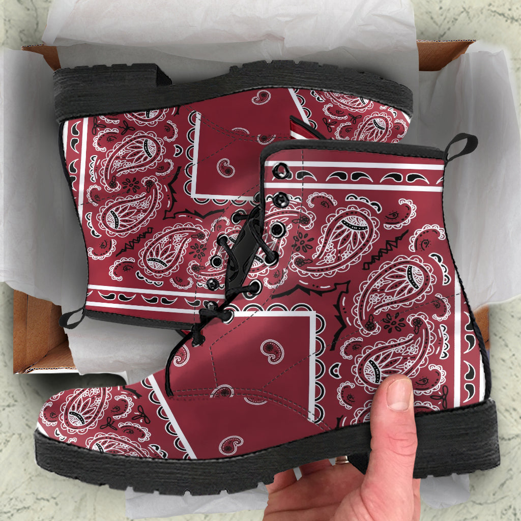 Women's Leather Bandana Boot - Maroon