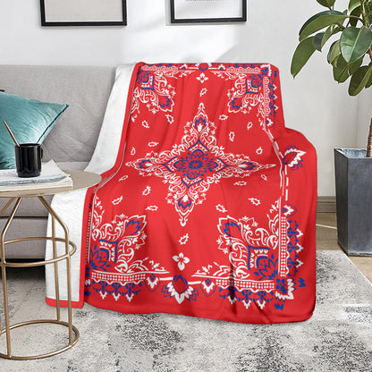 Ultra Plush 3 Red White Blue Bandana Throw Blanket