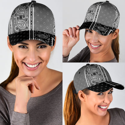 Classic Cap - Gray Bandana Style w Black